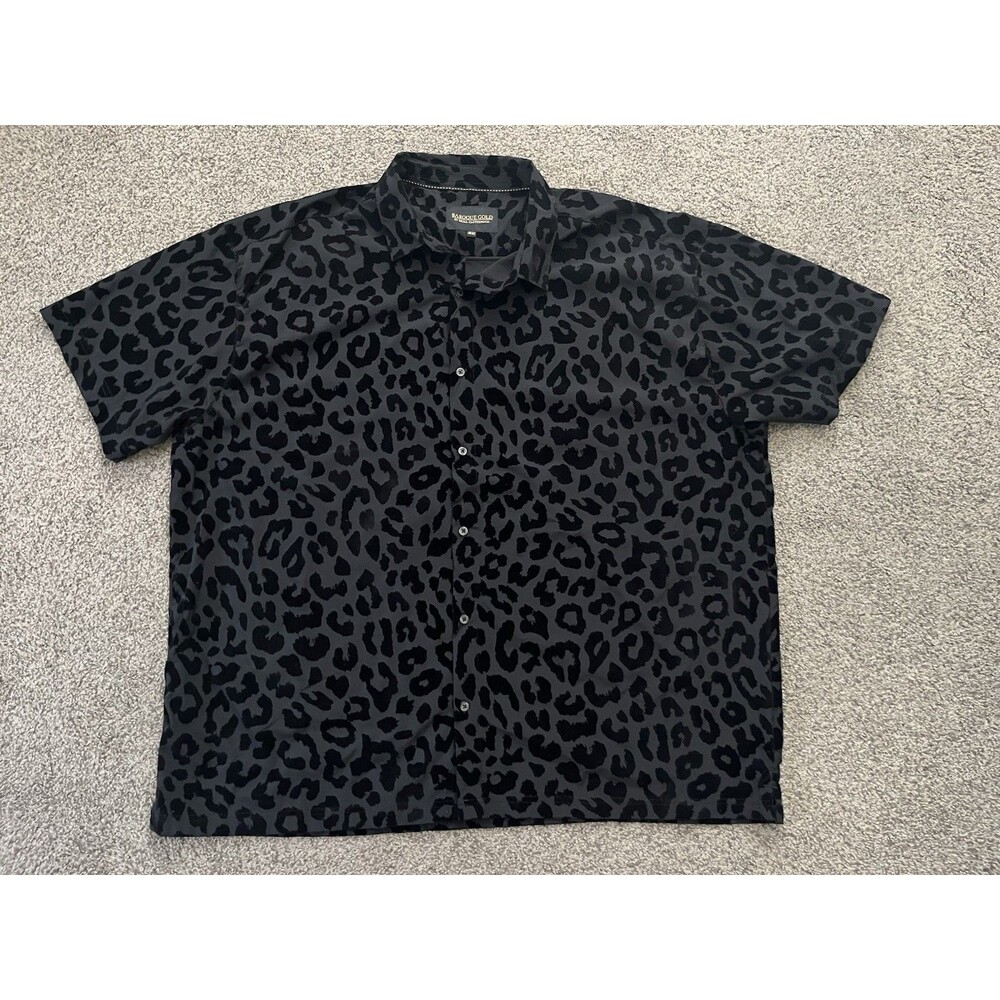 Baroque Gold Shirt By Drill Clothing Co. Velvet Leopard Print Black Size 4XL